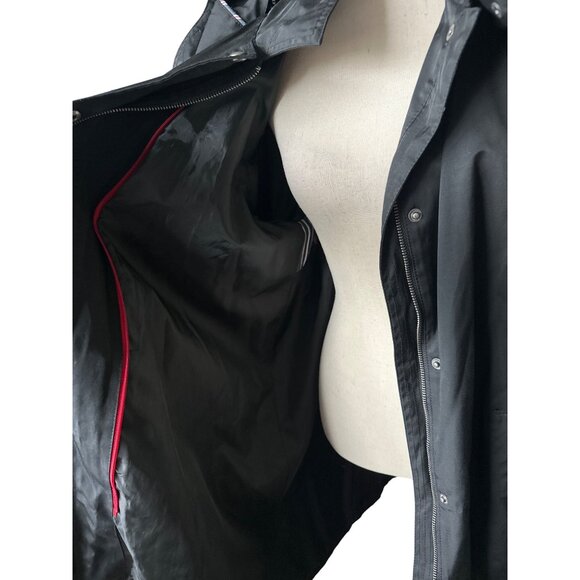 Tommy Hilfiger Black Hooded Aline Soft Softshell Rain Coat Lined Zip Snap XXL - Picture 3 of 8